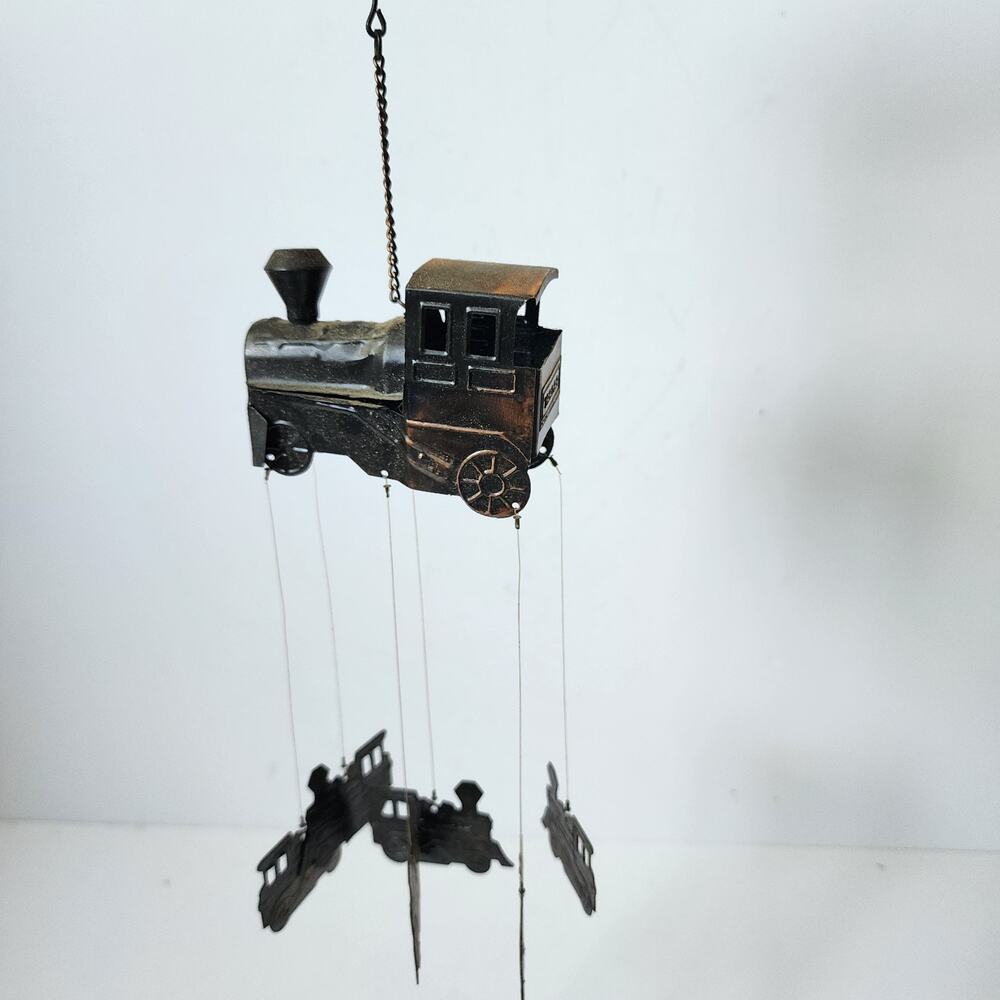 Vintage Railroad Train Windchime 1880 BR Hong Kong Copper Color 3.5" x 8"